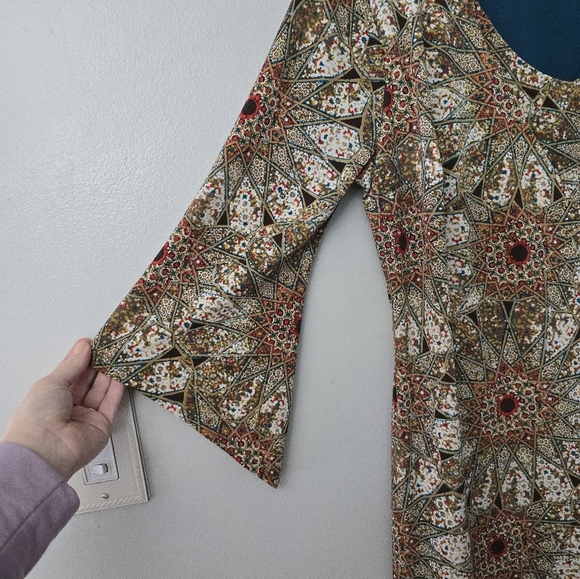 Womens Dress Large Fairy Floral Midi Boho Coquette Feminine Faux Wrap Dress Cato - Picture 2 of 11